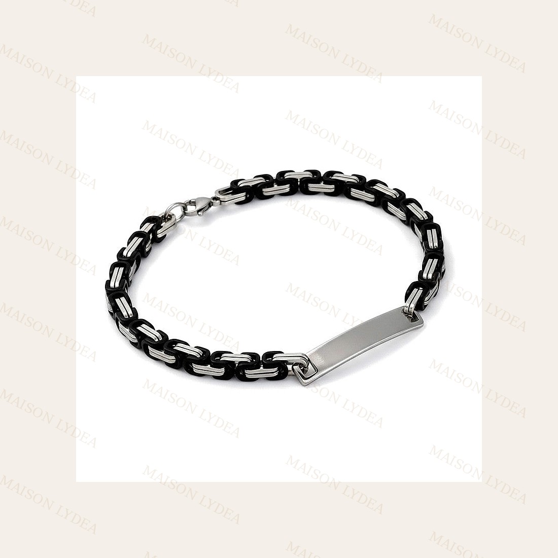 Bracelet Gourmette Chaîne Byzantine Plaque À